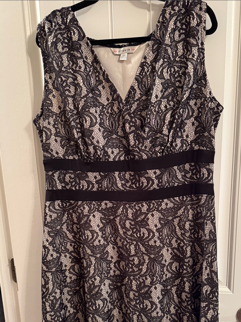 Aa Studio Black Lace-Overlay Midi Dress on Cream Base